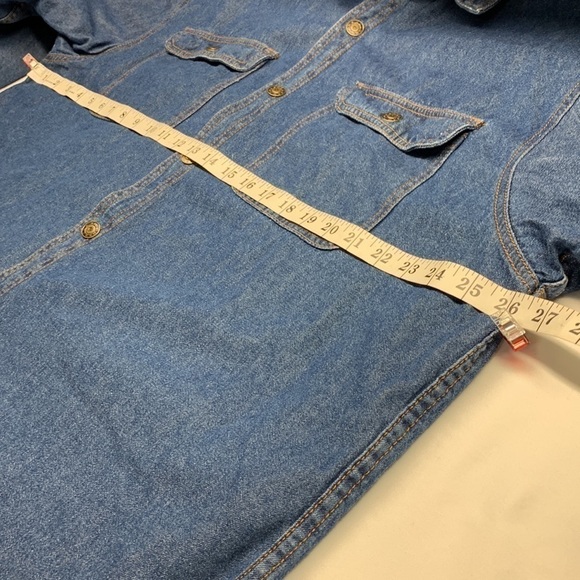 Roughshod Lined Trucker Denim Jean Shacket Jacket Size 46 Medium Blue Wash - Picture 10 of 12